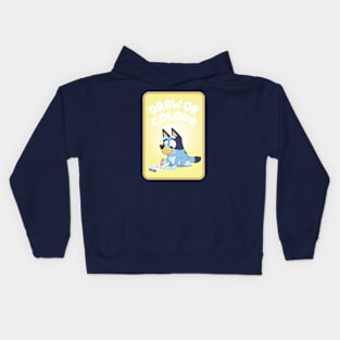 Bluey draw or clolour Kids Hoodie